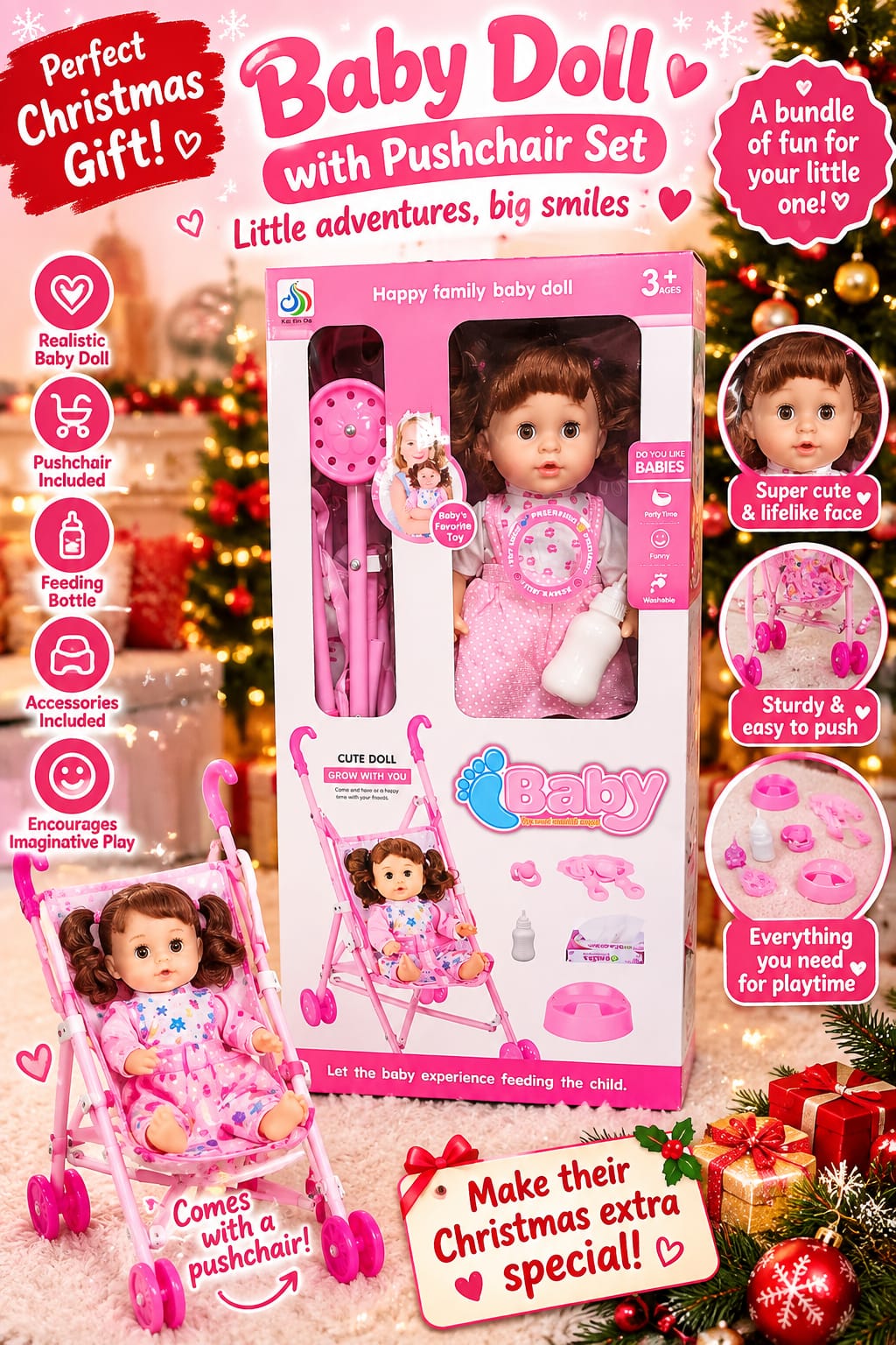 Baby Doll and Pram Set